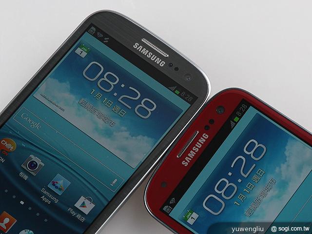 三星GALAXY S3 i9300鈦灰銀、琥珀紅雙色圖賞