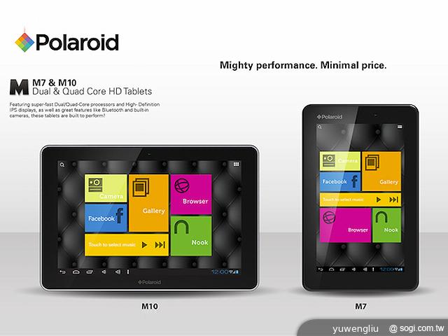 Polaroid推M7、M10平板 點名挑戰iPad mini【CES 2013】
