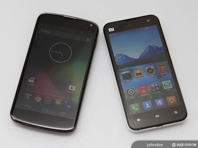 萬元有找四核手機 Nexus4、小米MI2機身比拚