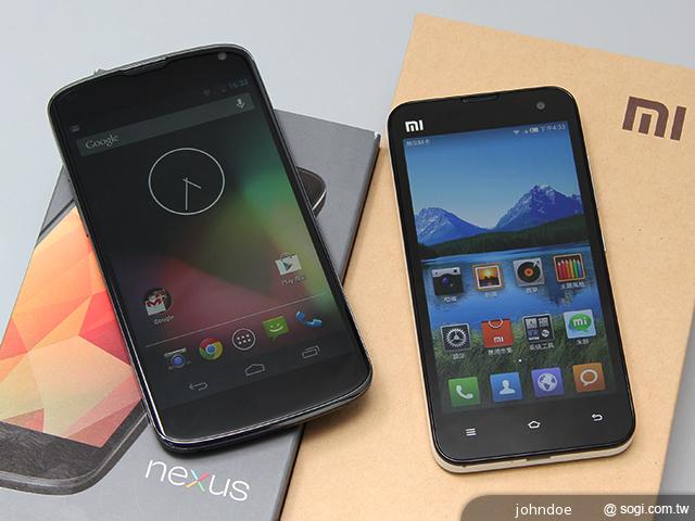 萬元有找四核手機 Nexus4、小米MI2機身比拚