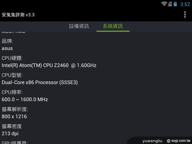 華碩Fonepad 32GB 1.6GHz升速版效能實測