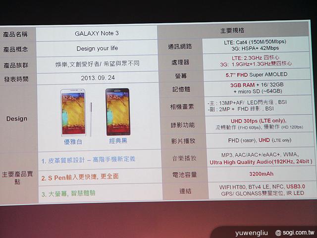 台版三星Note 3 LTE保留4K錄影 不會出64GB版