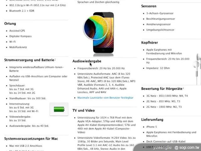 iPhone 5官網現身 完整規格資訊全都露！？